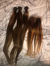 Ishow destacar mechones con cierre brasileño hueso recto mechones con cierre marrón Remy extensiones de cabello humano con cierre
