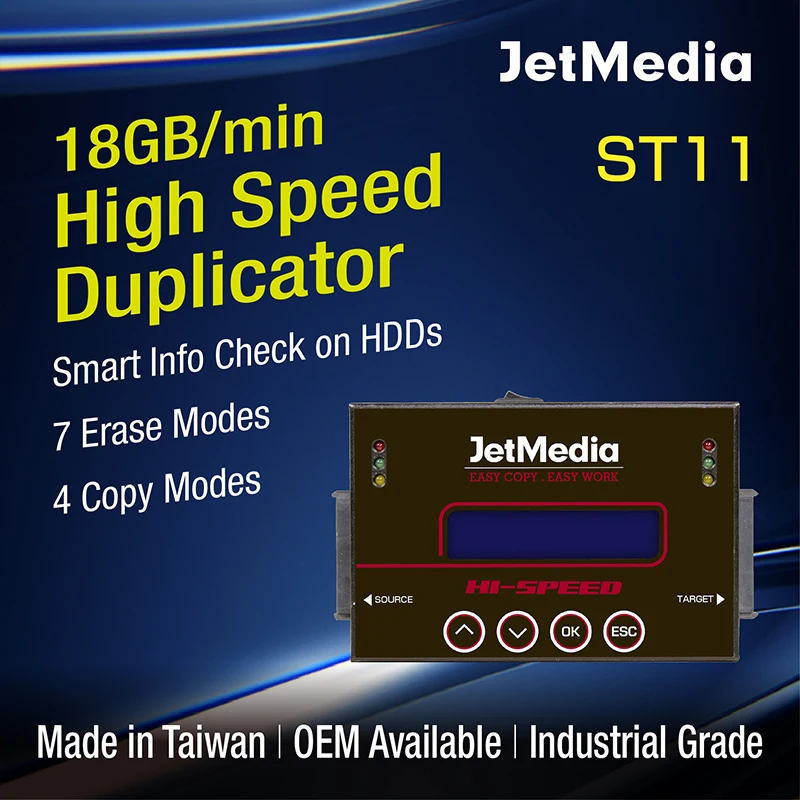 JetMedia ST11 HDD/SSD Дубликатор высокоскоростной SATA/ mSATA/ IDE/ NGFF/ CF автономный копир| |