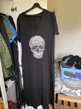 Vestido de verano Punk de manga corta suelto, calavera, abertura lateral