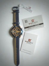 NAVIFORCE-reloj deportivo de lujo para hombre, cronógrafo de pulsera de cuero genuino militar, azul de marca, a la moda，hombre，relojes para hombre，relojes，rrelojes de cuarzo para hombre，relojes analógicos para hombre
