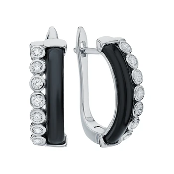 

Silver earrings with ceramics and cubic zirconium sunlight