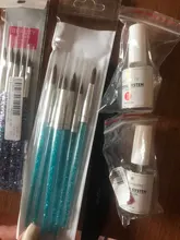 6 unids/set uñas cabello nailon cepillo azul de diamantes de imitación con Kolinsky acrílico cepillo pluma pincel de uñas de Gel, constructor de puntillo herramientas de dibujo