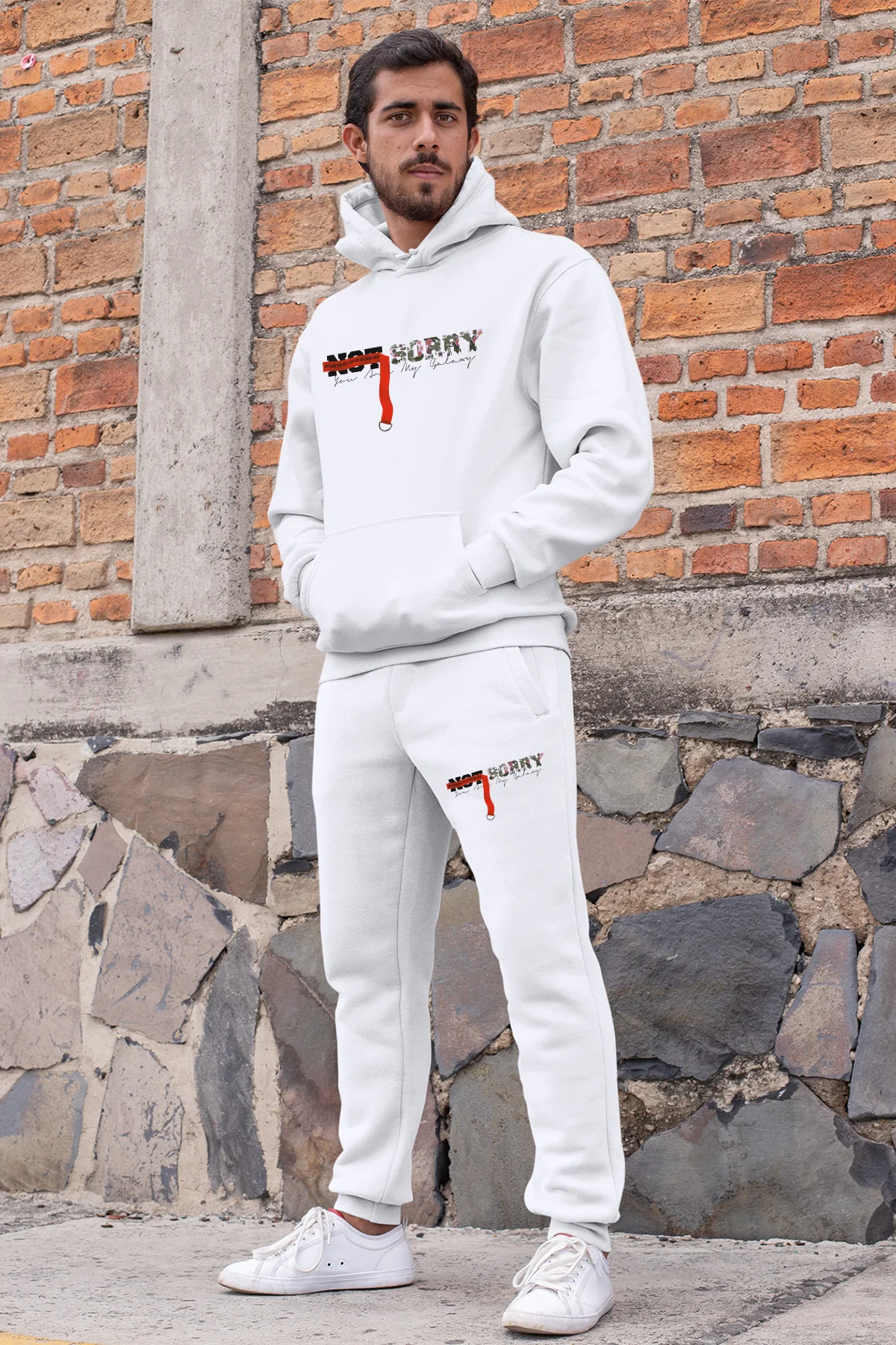 Angemiel Wear Not Sorry мужской спортивный костюм Белый свитшот с капюшоном белые