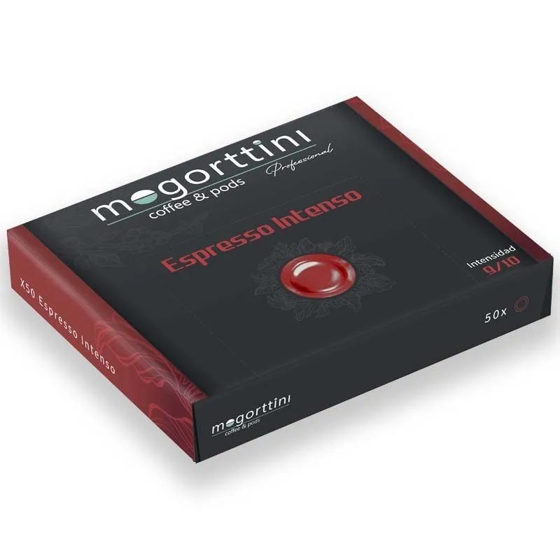 Mogorttini intense Espresso, compatible with professional Nespresso 50 capsules.