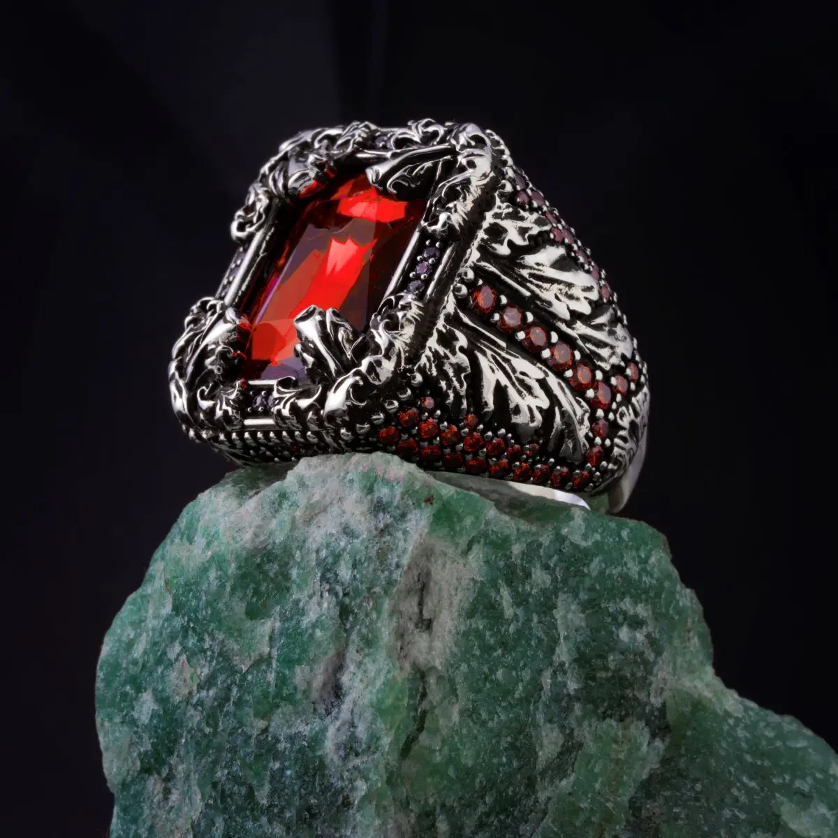 Handmeder 925 Sterling Silver Swarovski Crys Stone Ring Jewelry Made In Turkey In Un Modo Lussuoso Per Gli Uomini Con Regalo Fast Shippin