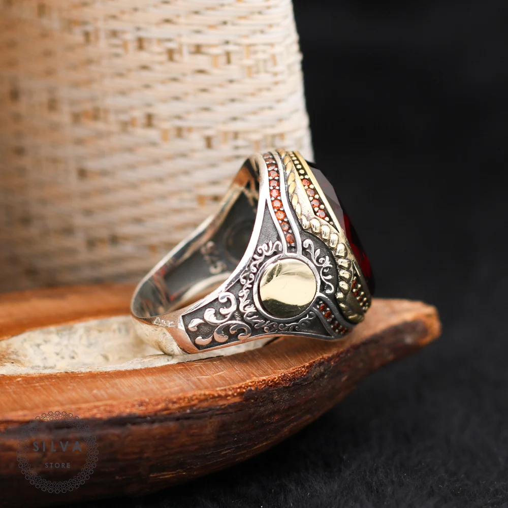 Zircon Stone 925 silver men's ring. Men's jewelry stamped with silver stamp  925 All sizes are available - AliExpress