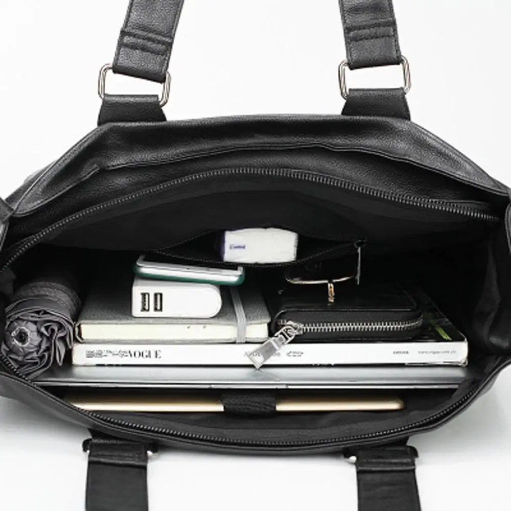 leather laptop bag men black Briefcase 15.6