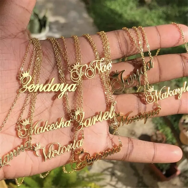 Custom Princess Crown Name Necklace For 