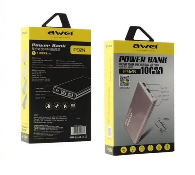  Внешний аккумулятор Awei P92K Power Bank 10000 mAh