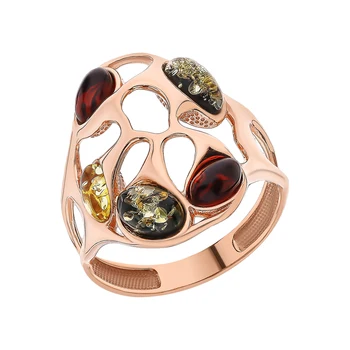 

Silver ring with amber sunlight sample 925