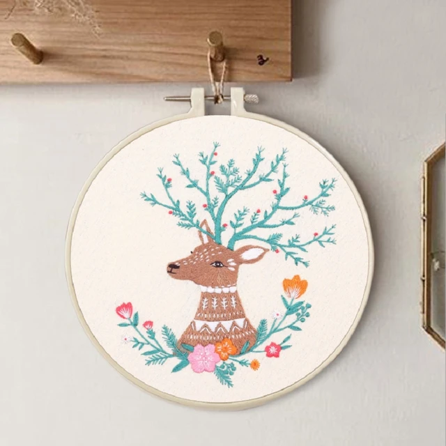 Animal World Embroidery Starter Kit for Beginners, Modern Embroidery Kits, Contains all Embroidery Tools, English Description LU B