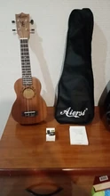 Aiersi-Ukelele Soprano de abeto de caoba con Gecko Dolphin Diseño de piña, guitarra con bolsa sintonizadora, 21 pulgadas, paquete completo
