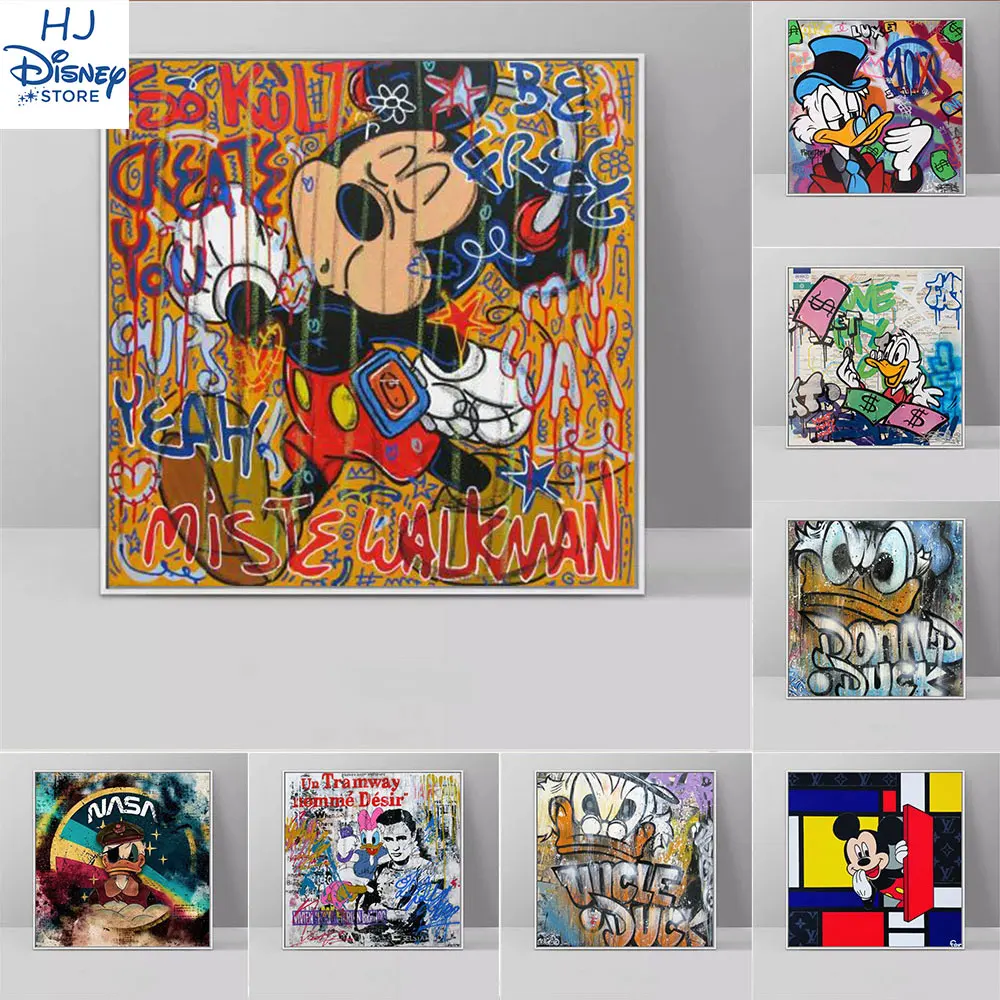 

Cartoon Disney Mickey Mouse and Donald Duck Print Canvas Painting Poster Wall Art for Nordic Living Room Home 1 Piece Decoration
