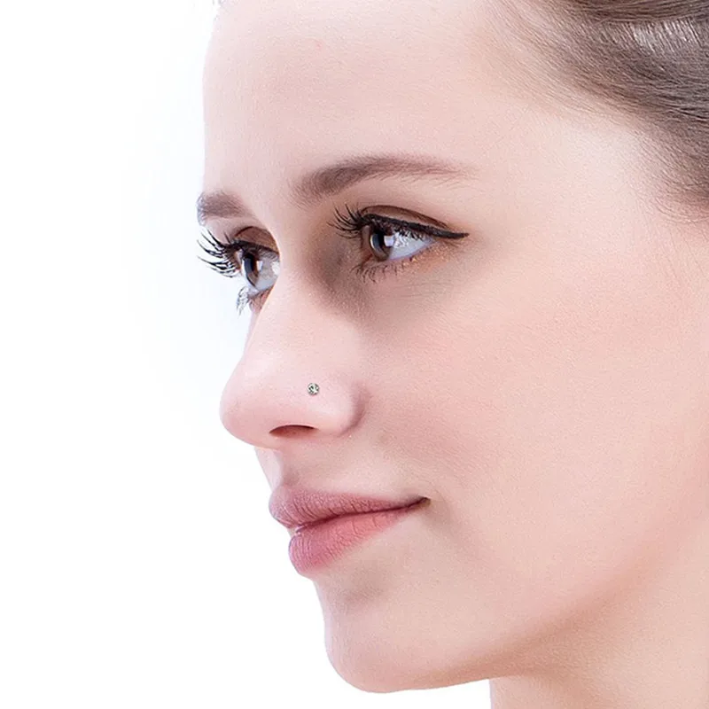 40/60pc/set Stainless Steel Piercing Lot L-shape Nose Stud 20g Crystal Straight Stud Nose Ring Set Simple Piercing Jewelry nose rings piercing jewelry nose studs body piercing jewelry body jewelry