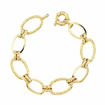 

18k gold bracelet link hollow 19cm. [AA2318]