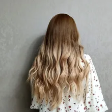 GEMMA-pelucas de cabello largo ondulado para mujeres negras, pelo sintético de parte media, para fiesta diaria, Cosplay, resistente al calor