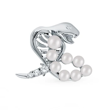 

Silver brooch with cubic zirconia and pearls sunlight sample 925 test