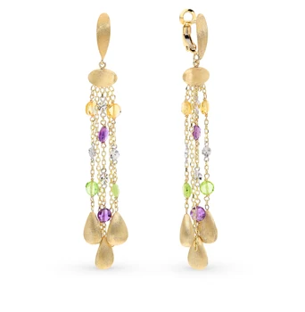 

Gold earrings with хризолитом, amethyst and citrine sunlight