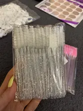 Zwellbe-Paquete de 25/50 Uds. De cepillo para maquillaje de pestañas, desechables, con mango de diamante, varitas de rímel, utensilio de extensión de pestañas