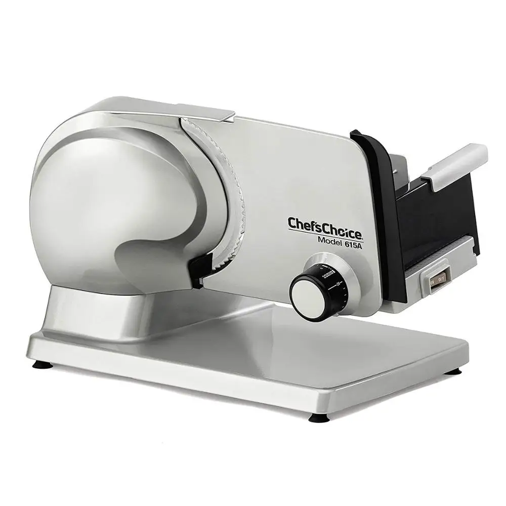 

615A Electric Meat Slicer Features Precision Thickness Control and Tilted Food Carriage for Fast and Efficient Slicing with