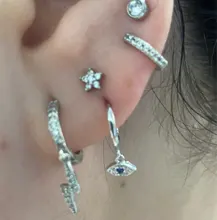 WANTME-Joyería de 100% plata fina 925 auténtica para mujer, mini pendiente de ojos malvados de circón azul, aretes pequeños de tuerca