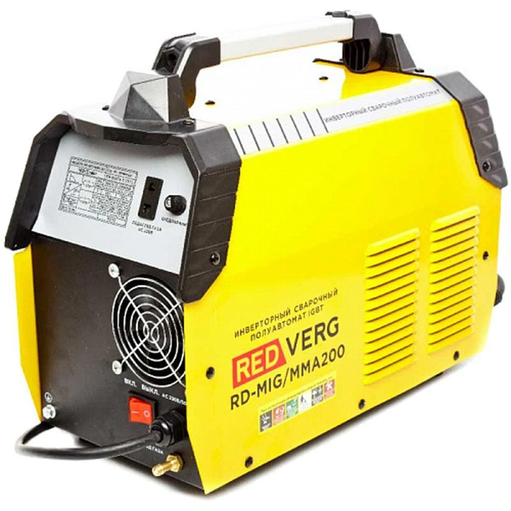 Аппарат сварочный инверторный RedVerg RD-MIG/MMA200 полуавтомат (до 4400 Вт; MIG/MAG/MMA; индикатор включения; автоподач