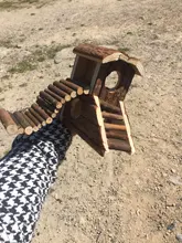 Pets Wooden House 2 Storey Small Villa Waterproof 2 Stairs Play Cage for Hamster PXPC