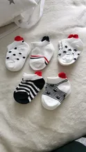 Calcetines cortos para bebé de 0 a 2 años, medias bonitas de malla de algodón con corazón rojo para niña, media blanca para recién nacido, 5 par/lote