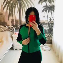 Tracksuits Women Cardigan Sweater Waist-Pants Spring Two-Piece-Sets Knitted White Fashion