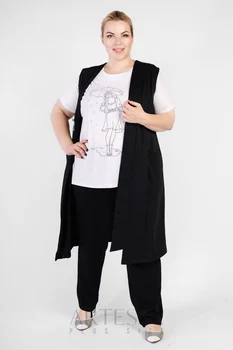 

Vest female artessa plus size, extra long, with pockets.