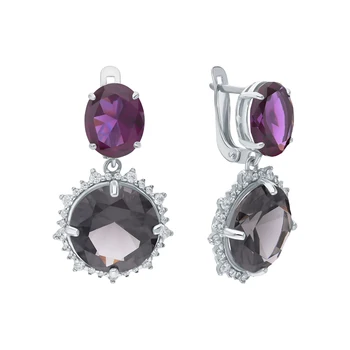 

Silver earrings with nanocrystal, amethyst and cubic zirconia sunlight sample 925 test