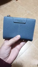 Cartera de piel sintética suave para mujer, cartera amarilla de marca, monedero Mini con broche, tarjetero, billetera corta, Bolso pequeño Delgado, llavero con cremallera