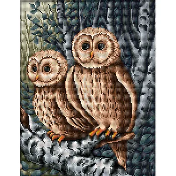 

Аж-1644 painting with rhinestones 'Owls for hunting '30*40 cm
