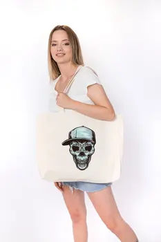 

Angemiel Bag Large Hat Skull And Crossbones Shopping Beach Tote Bag