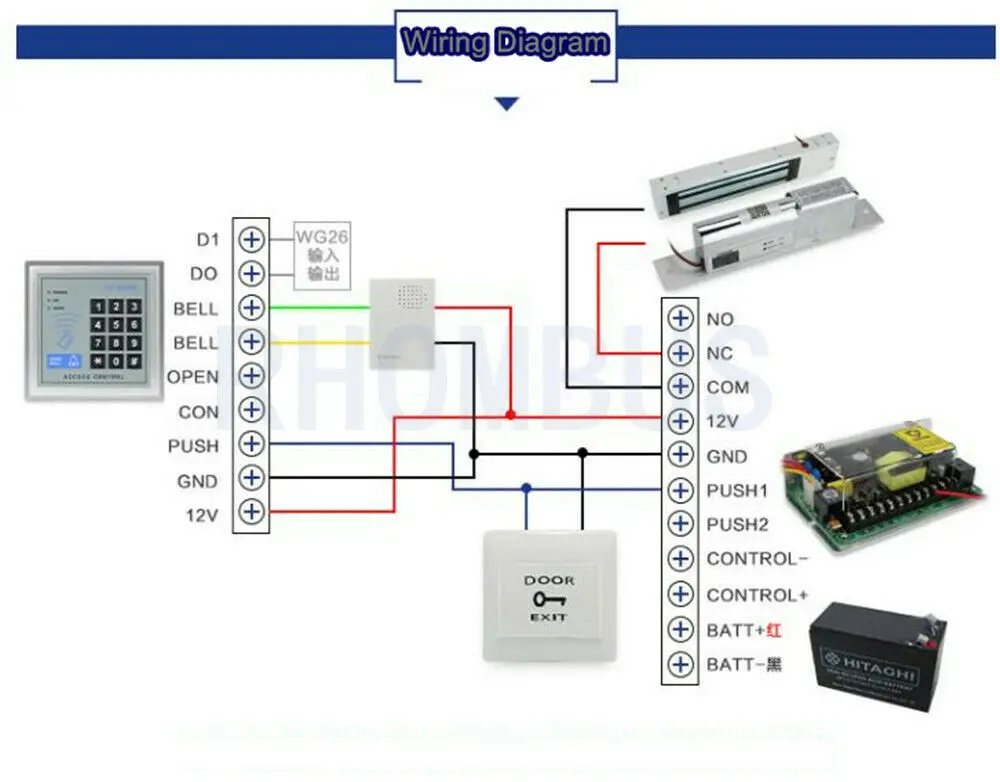 AC100-240V до 12 V/5A доступа Управление с источником питания резервного копирования Батарея W/PIOCc