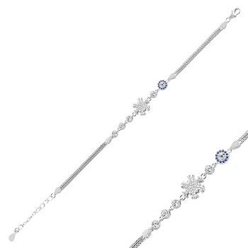 

KUTAYDAN 925 Sterling Silver Zircon Cubic Zirconia Snowflake Bracelet
