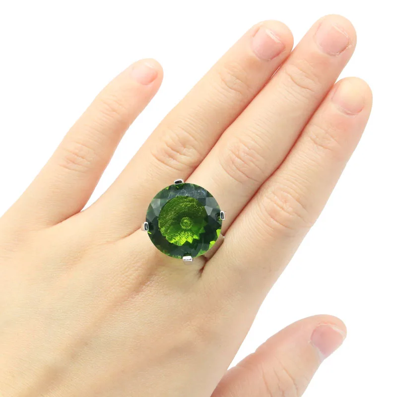 20x20 мм Deluxe Created 20 Green Peridot женские серебряные кольца для изготовления ювелирных
