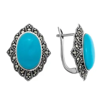 

Silver earrings with marcasite and turquoise Sint.