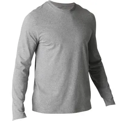 ФУТБОЛКА МУЖСКАЯ С ДЛИННЫМИ РУКАВАМИ 100 DOMYOS. Decathlon - Цвет: Серый