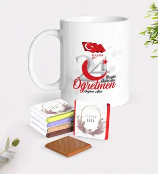 

Personalized Day Today Teacher White Mug and Chocolate Gift Seti-2
