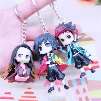 

Hot Anime Cartoon Demon Slayer Ghost Blade 7CM Kamado Tanjirou Kamado Nezuko Agatsuma Zenitsu Pendant Key Chain Keyring wj328