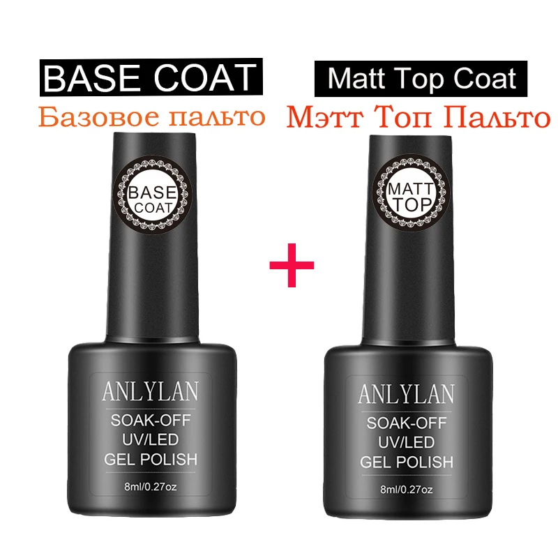 Anlylan Matt Top Base Coat Gel Polish Uv Shiny Seal Soak Off Rinforza Nail Art A Lunga Durata Manicure Gel Lak Vernice Primer