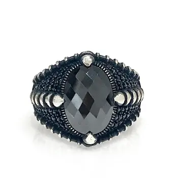 

Micro Onyx Eagle Claw Silver Men 'S Ring