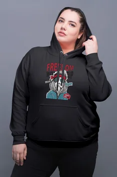 

Angemiel Wear Freedom Lion Black Women Hooded Sweatshirt