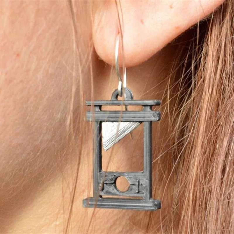 Gothic Guillotine Pendant Earrings Creative Cool Black Hooks Earrings for Women Men Female Party Halloween Punk Jewelry Bijoux 4