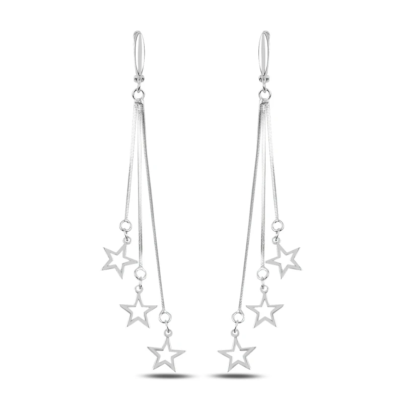 

Silver 925 Sterling Zircon Cubic Zirconia Dangle Star J Earrings