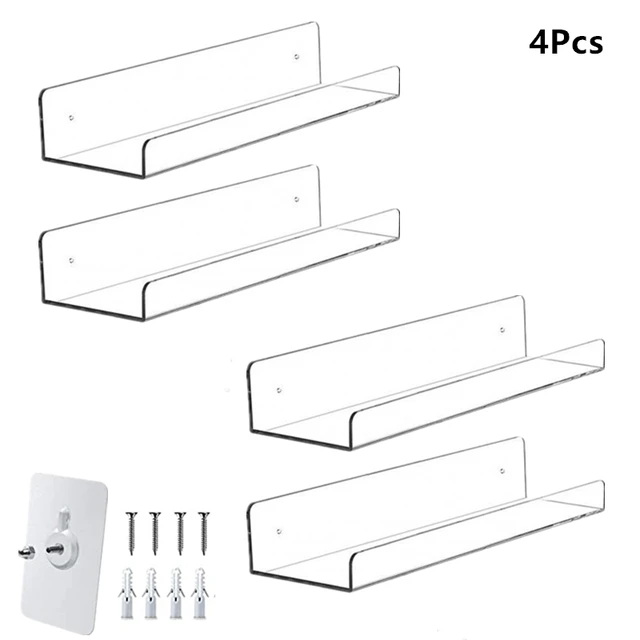 Wall Shelves Small Adhesive Floating Shelves Acrylic Hanging Shelves  Display Ledges with 2 Types of Installation - AliExpress