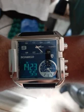 BOAMIGO- Relojes deportivos para hombre, reloj de pulsera masculino de cuarzo de cuero militar, con led, 3 zonas horarias