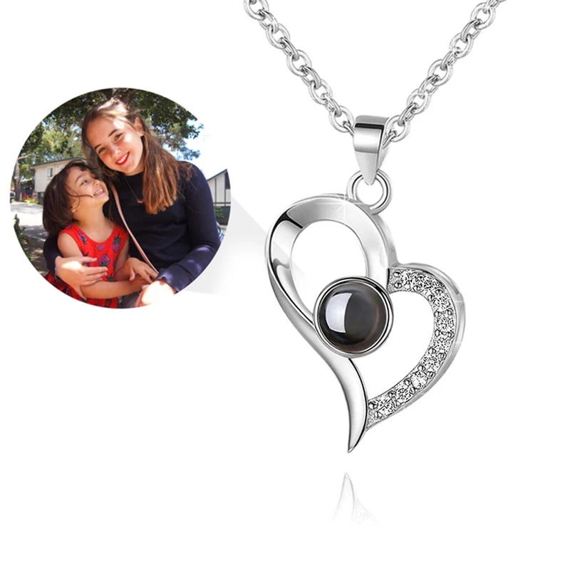 Dascusto Custom Heart Inside Projection Necklace For Women Fashion Personalized Picture Projection Pendant Love Necklace Jewelry