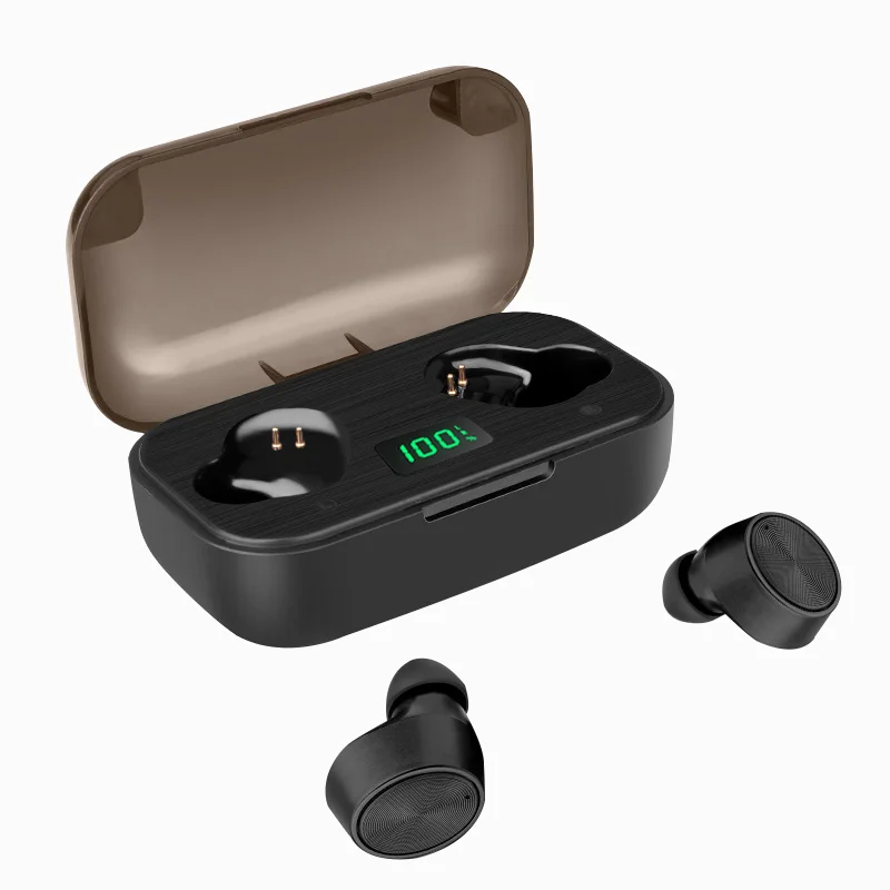 Black Bluetooth наушники беспроводные наушники Bluetooth 5,0 Hi-Fi гарнитура беспроводные наушники F6 TWS 2000 мАч Зарядка телефона IPX4 светодиодный дисплей - Цвет: Black